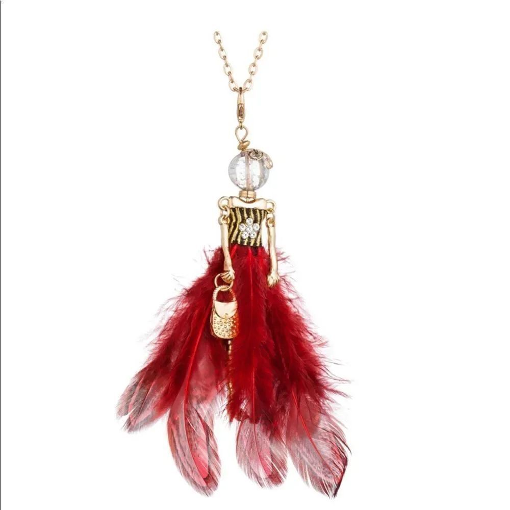 RED FEATHER Dress Fashionista Doll Long Necklace!